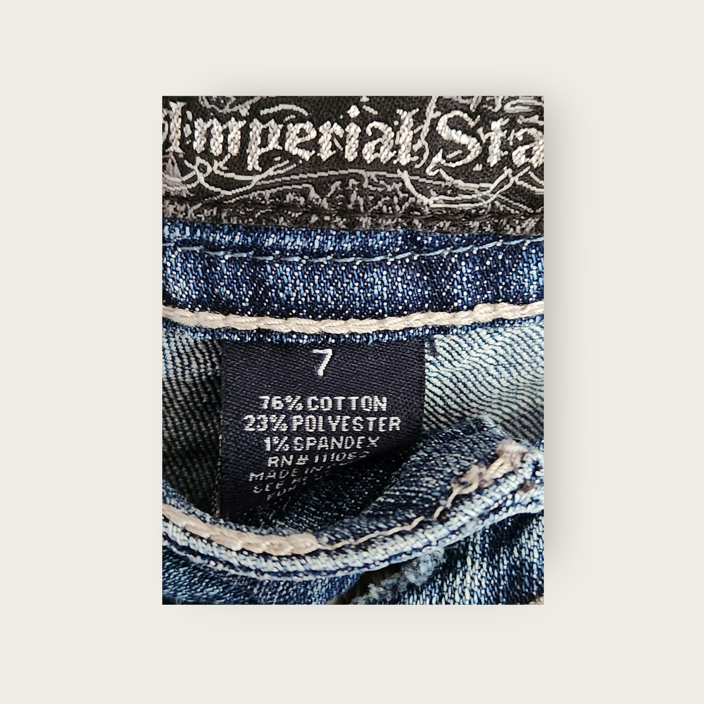 Imperial Star Straight Slim Fit Distressed embellished Girls Jeans Size 7 - Picture 8 of 10